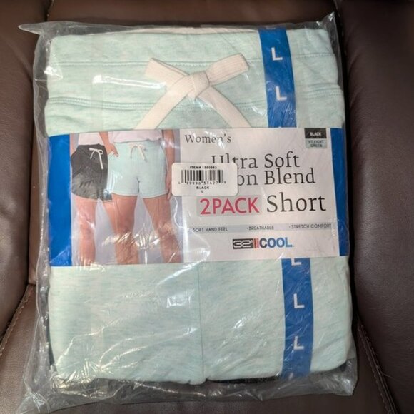 NEW 32 Degrees Cool Ultra Soft Cotton Blend 2 Pack Pull On Gym Sport Shorts NWT - Picture 2 of 5